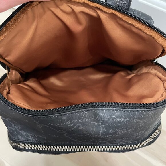 Patricia Nash Coated Linen Canvas Karina Backpack Black Map - Picture 3 of 16